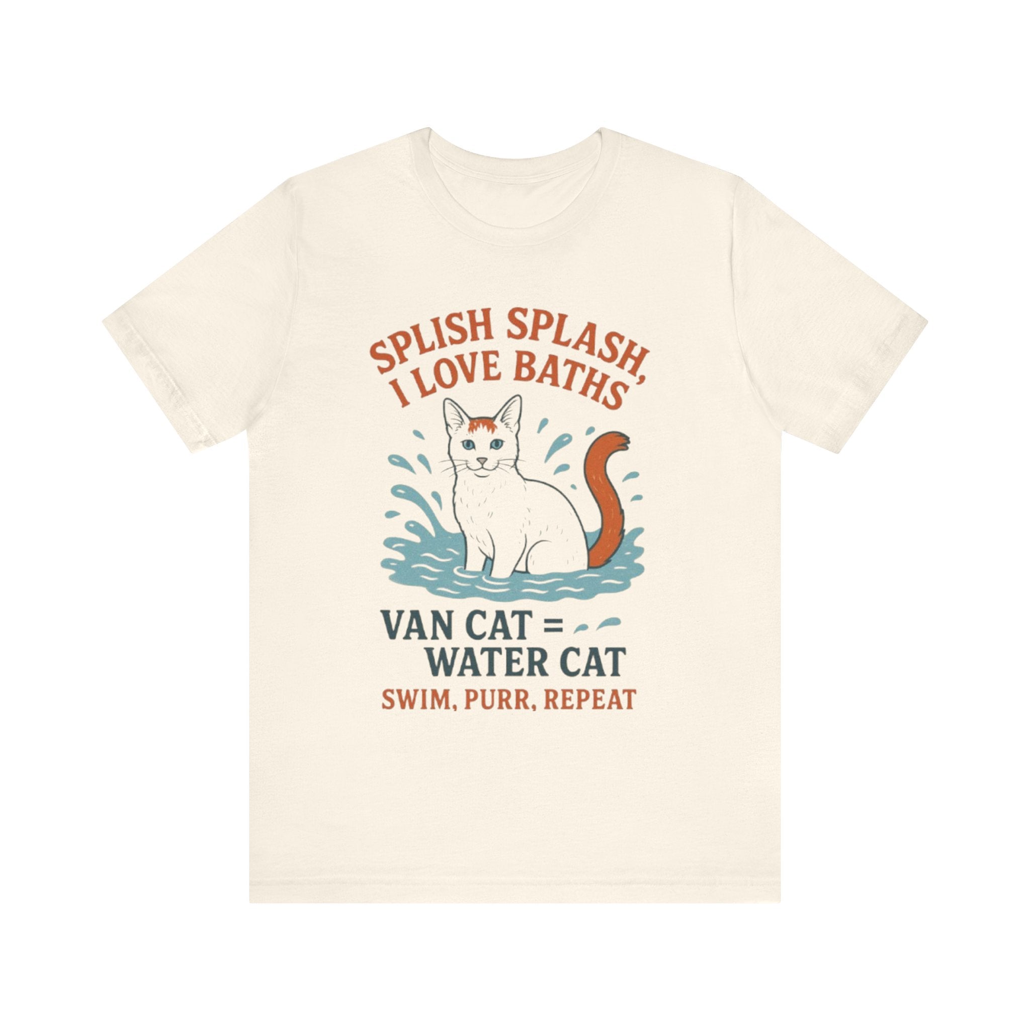 Playful Cat Lover Tee: Splish Splash I Love Baths, Fun Gifts for Pet Owners, Cat Mom Shirt, Animal Lover Apparel, Unique Birthday Gift
