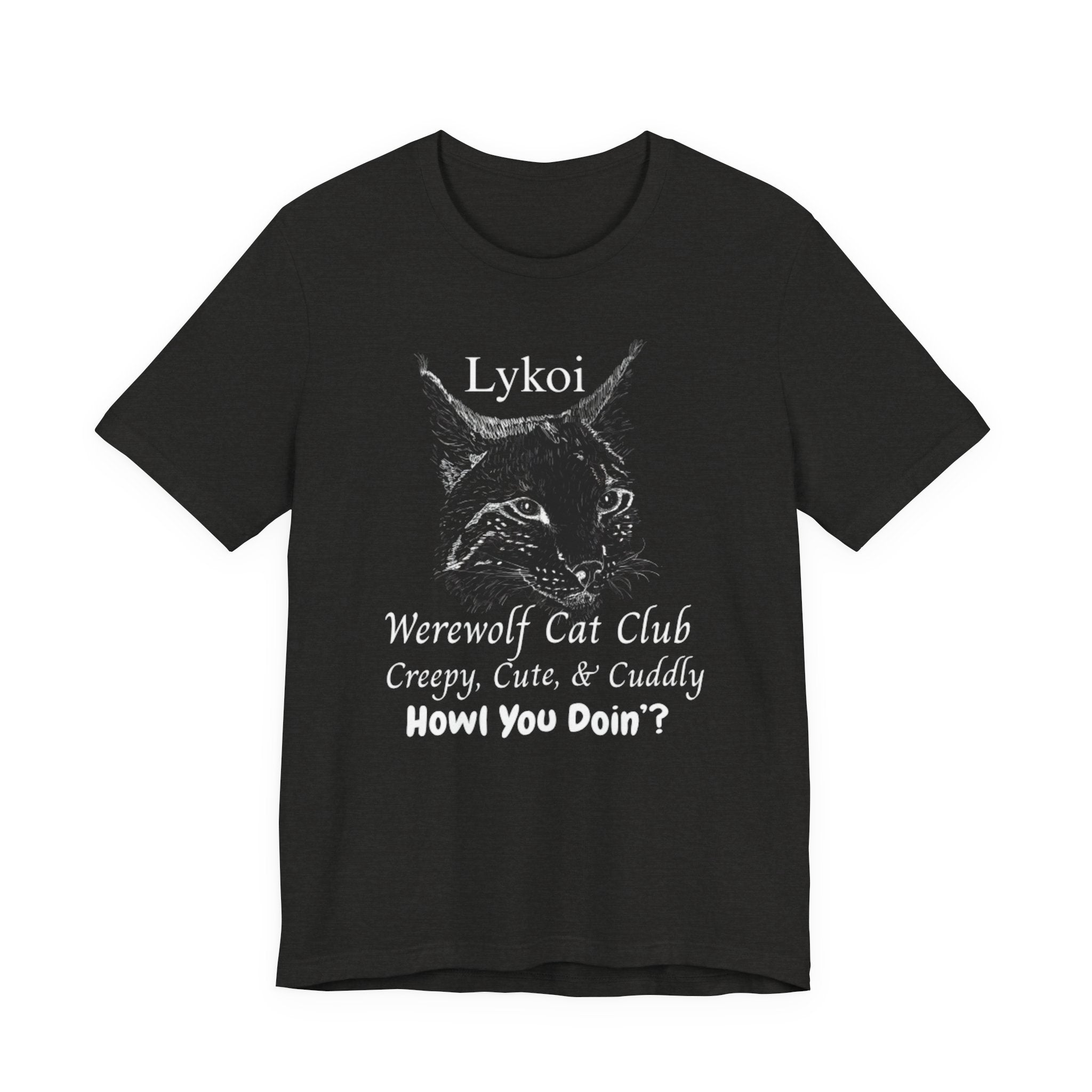 Creepy Cute Lykoi Cat T-Shirt, Unisex Tee, Perfect for Cat Lovers, Halloween Gift, Werewolf Cat Club Apparel