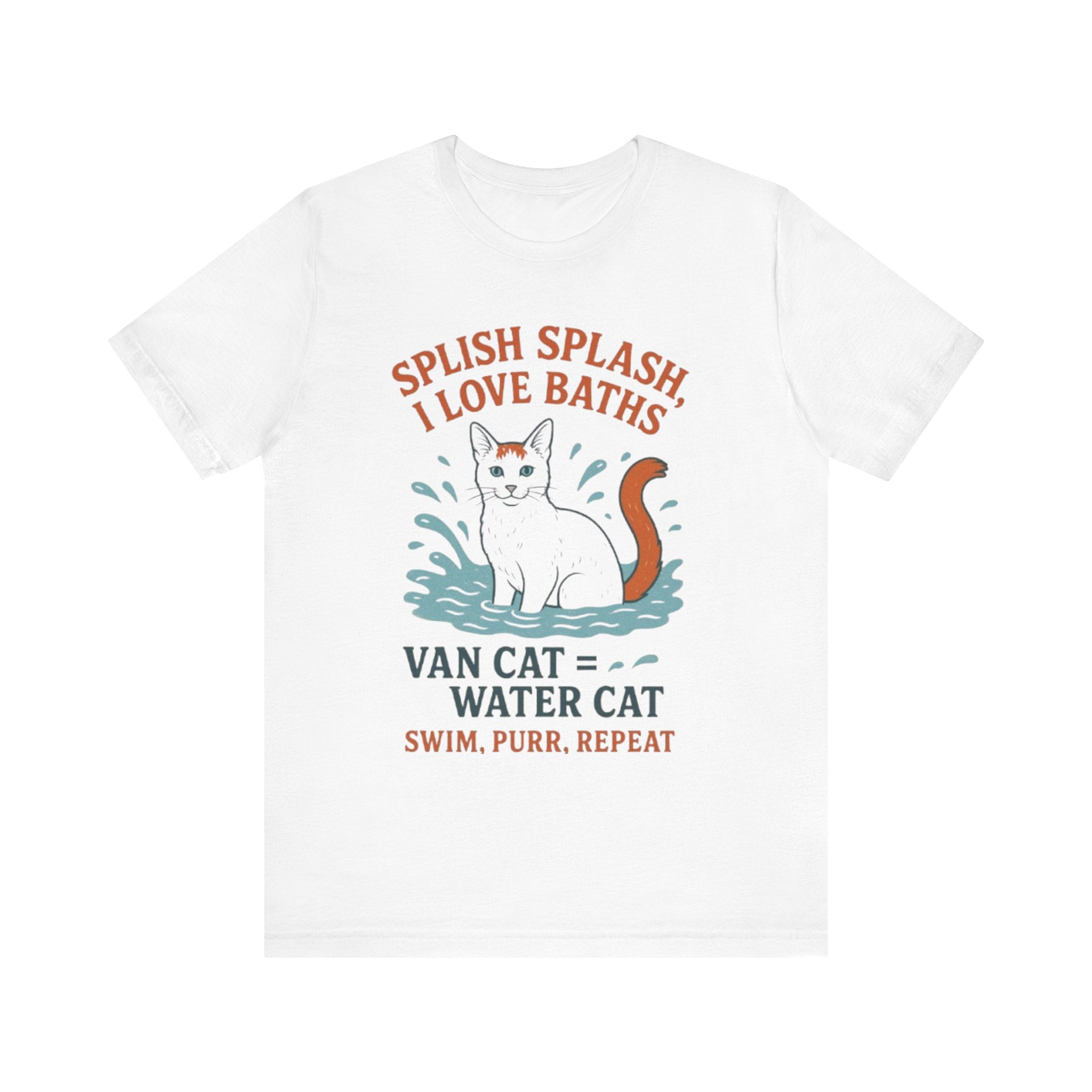 Playful Cat Lover Tee: Splish Splash I Love Baths, Fun Gifts for Pet Owners, Cat Mom Shirt, Animal Lover Apparel, Unique Birthday Gift