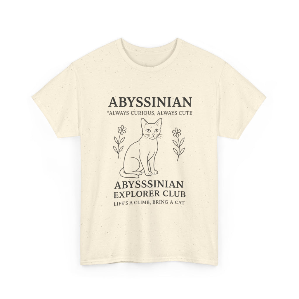 Abyssinian Explorer Club Tee, Cat Lover Shirt, Gift for Cat Parents, Unisex T-Shirt, Cute Cat Apparel, Pet Lover Outfit