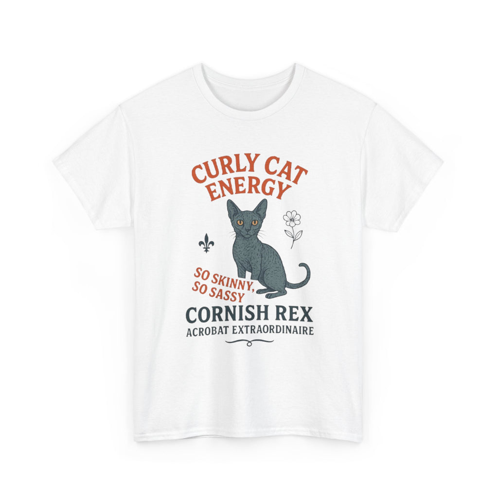 Curly Cat Energy Tee, Cute Cat Lover Shirt, Fun Gift for Pet Owners, Sassy Cat T-Shirt, Perfect for Birthdays or Holidays