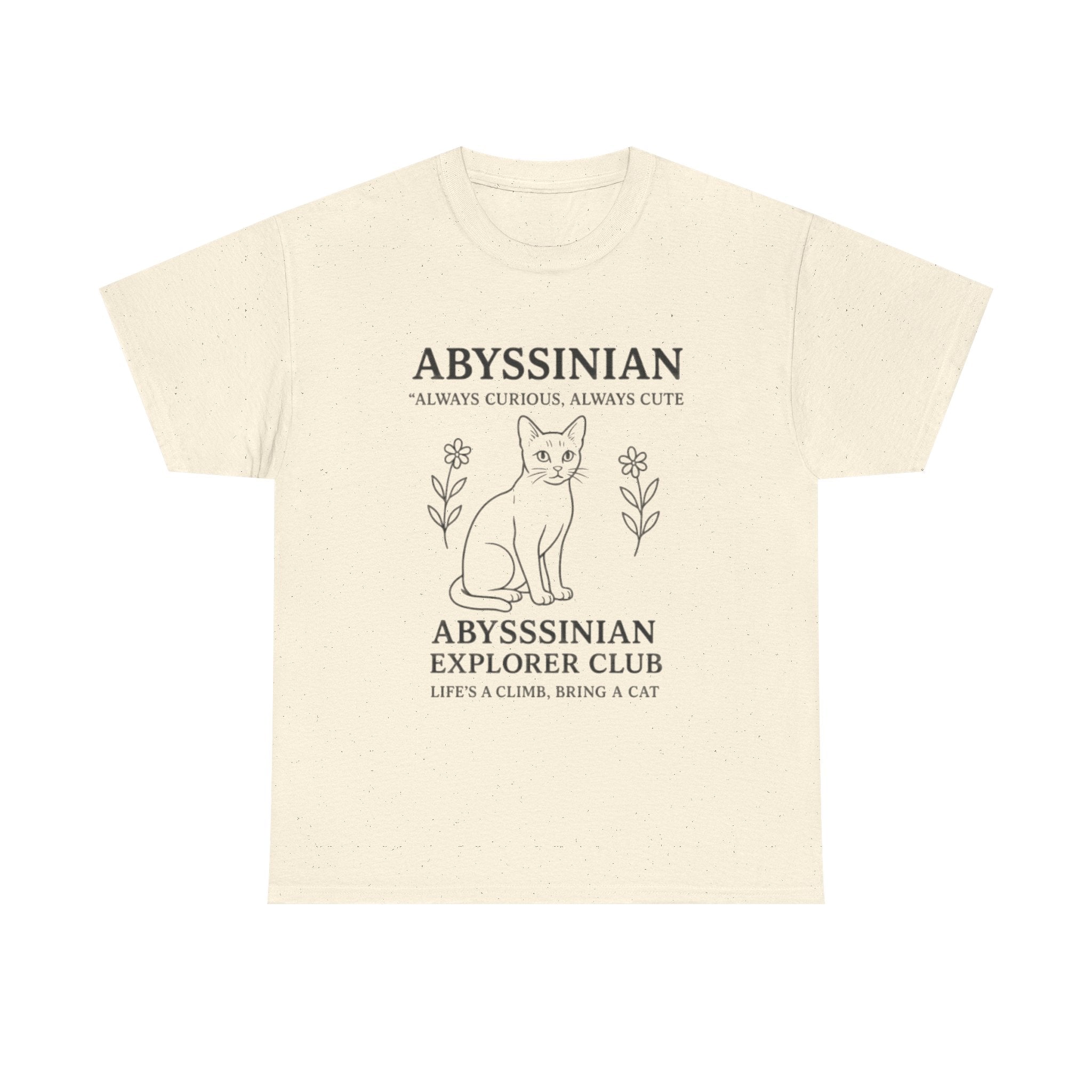 Abyssinian Explorer Club Tee, Cat Lover Shirt, Gift for Cat Parents, Unisex T-Shirt, Cute Cat Apparel, Pet Lover Outfit