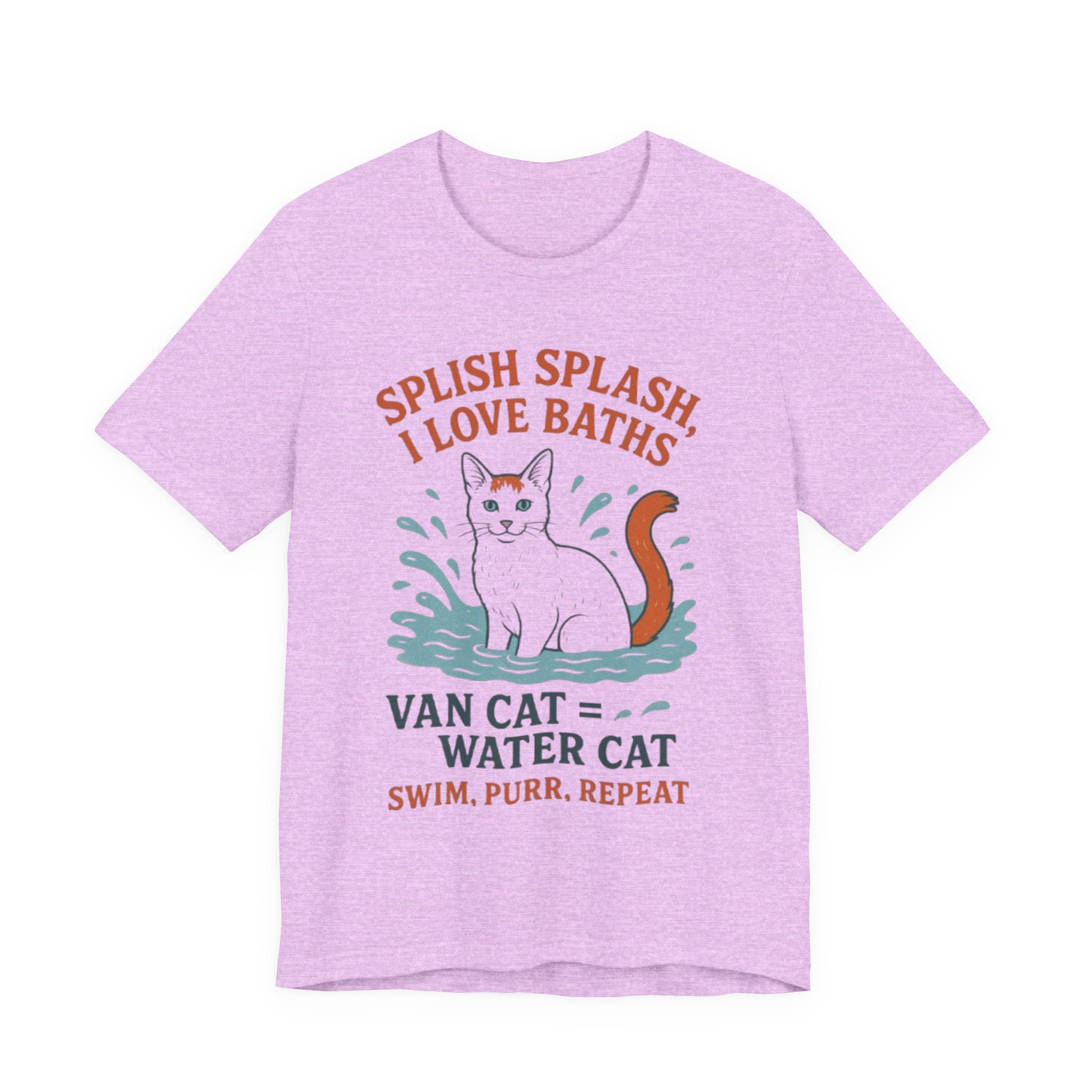 Playful Cat Lover Tee: Splish Splash I Love Baths, Fun Gifts for Pet Owners, Cat Mom Shirt, Animal Lover Apparel, Unique Birthday Gift