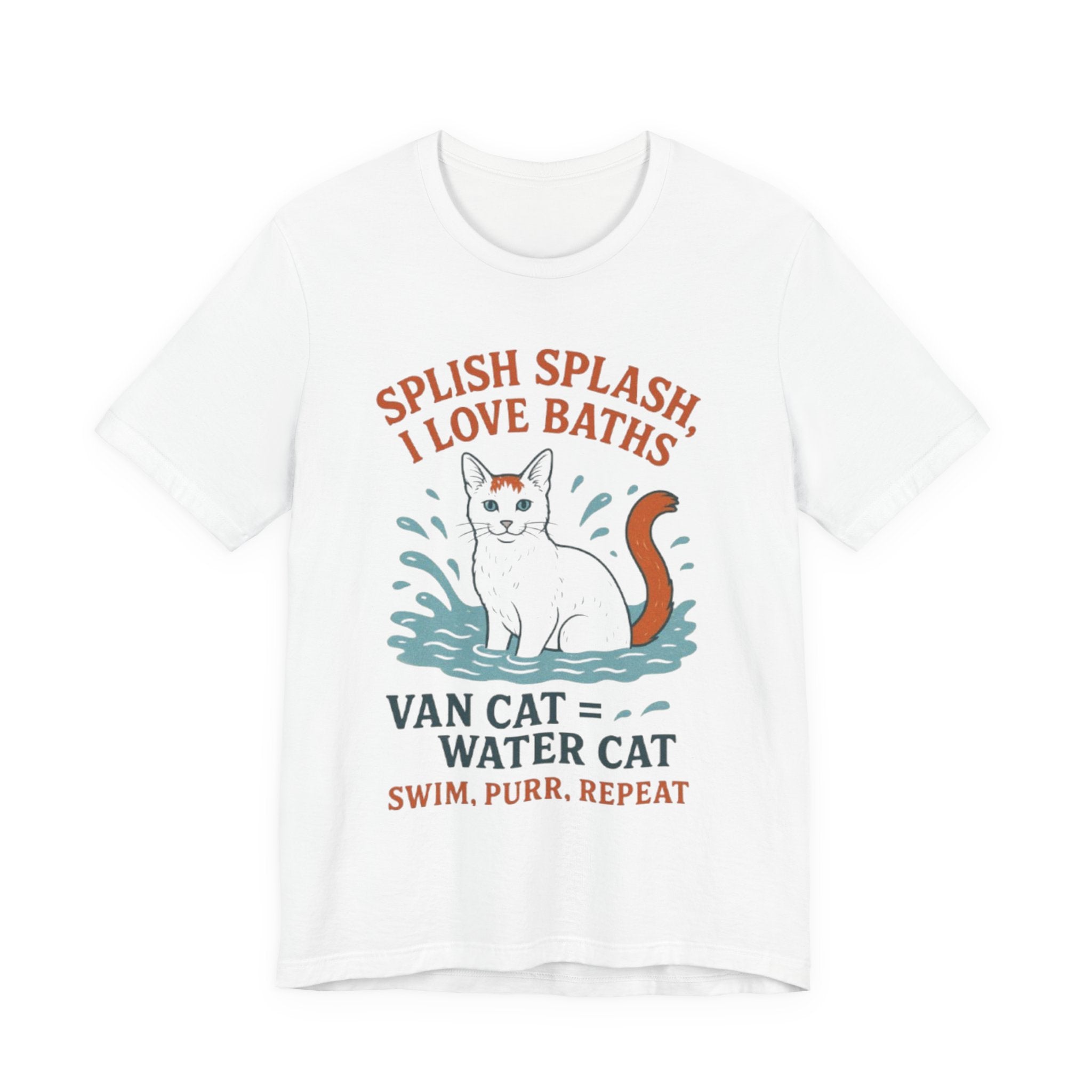 Playful Cat Lover Tee: Splish Splash I Love Baths, Fun Gifts for Pet Owners, Cat Mom Shirt, Animal Lover Apparel, Unique Birthday Gift