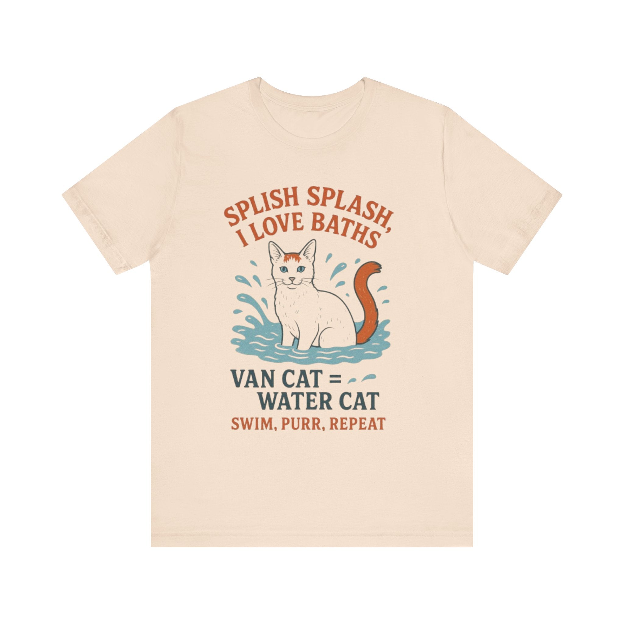 Playful Cat Lover Tee: Splish Splash I Love Baths, Fun Gifts for Pet Owners, Cat Mom Shirt, Animal Lover Apparel, Unique Birthday Gift