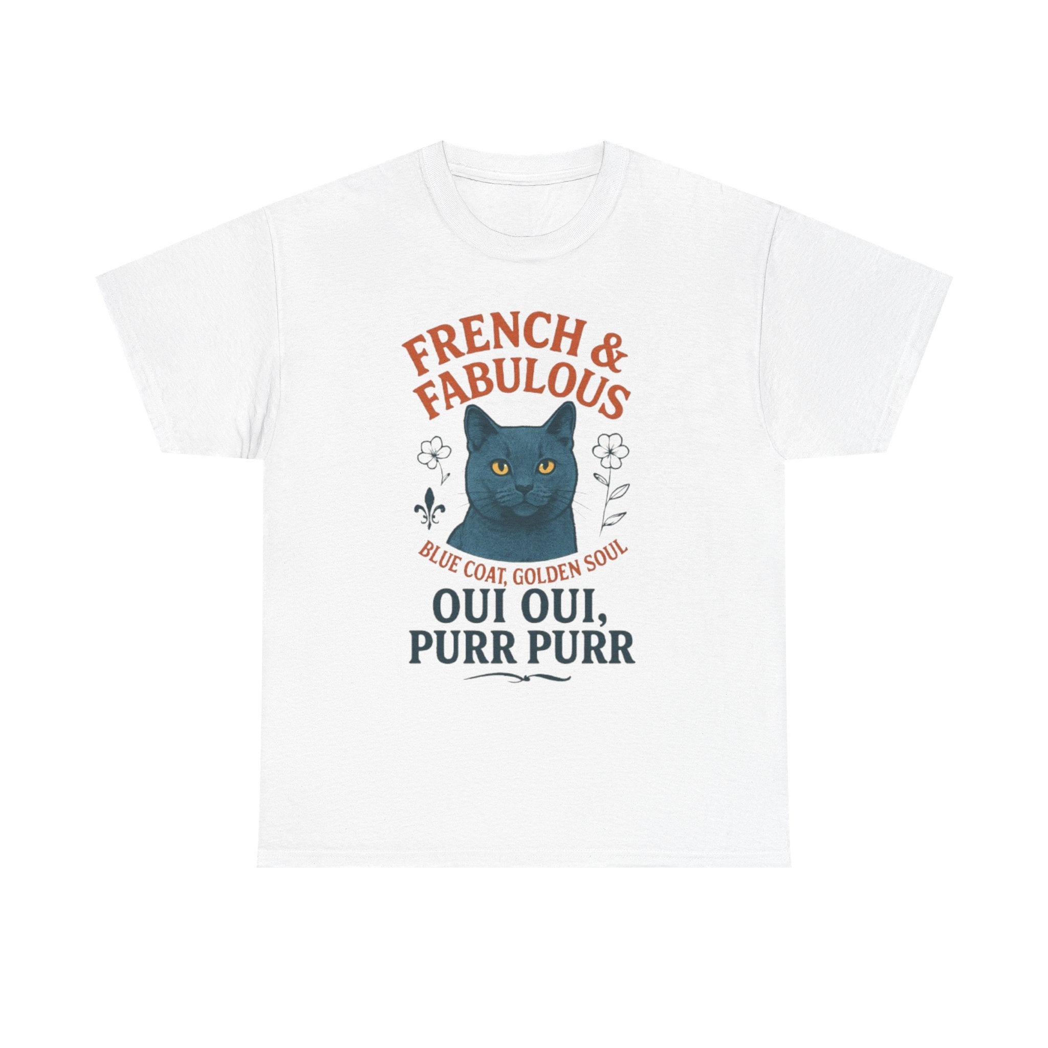 French & Fabulous Cat T-Shirt, Cute Cat Tee, Fun Gift for Cat Lovers, Animal Lover Tee, Unique Cat Apparel