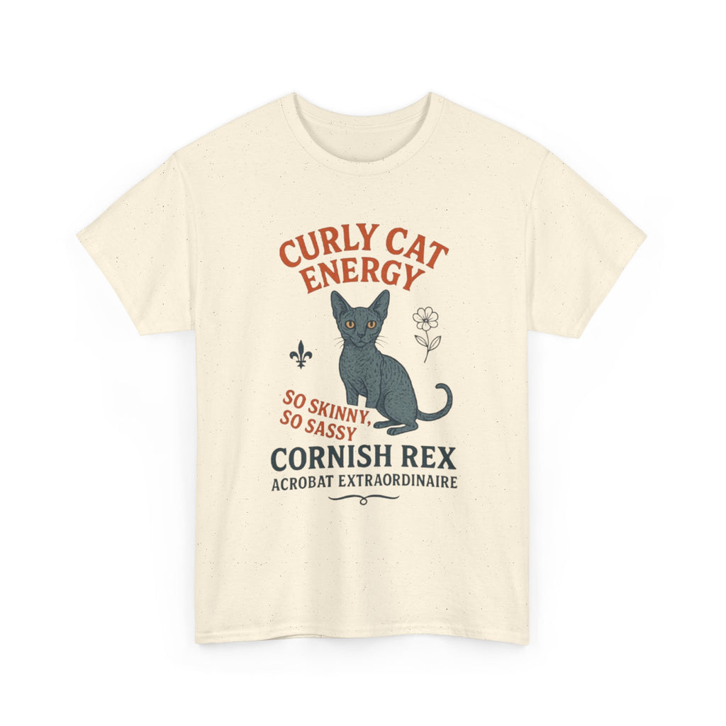 Curly Cat Energy Tee, Cute Cat Lover Shirt, Fun Gift for Pet Owners, Sassy Cat T-Shirt, Perfect for Birthdays or Holidays