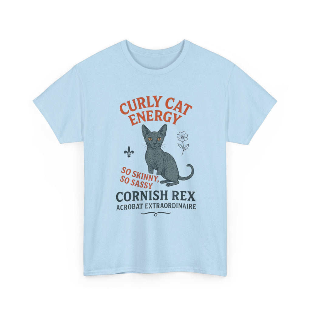 Curly Cat Energy Tee, Cute Cat Lover Shirt, Fun Gift for Pet Owners, Sassy Cat T-Shirt, Perfect for Birthdays or Holidays