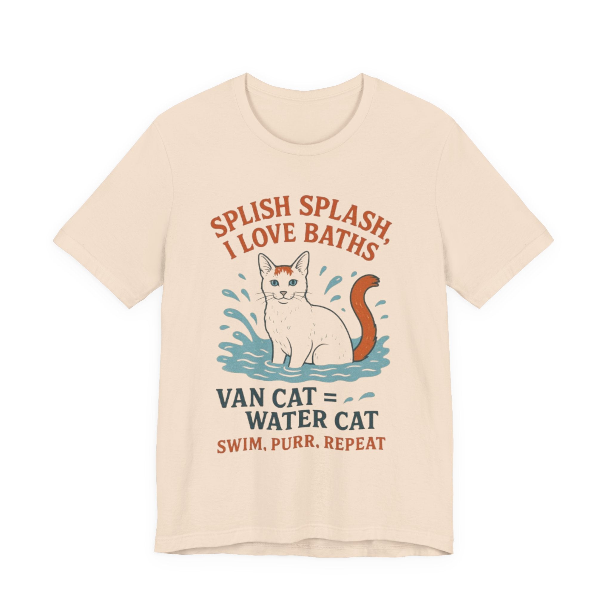 Playful Cat Lover Tee: Splish Splash I Love Baths, Fun Gifts for Pet Owners, Cat Mom Shirt, Animal Lover Apparel, Unique Birthday Gift