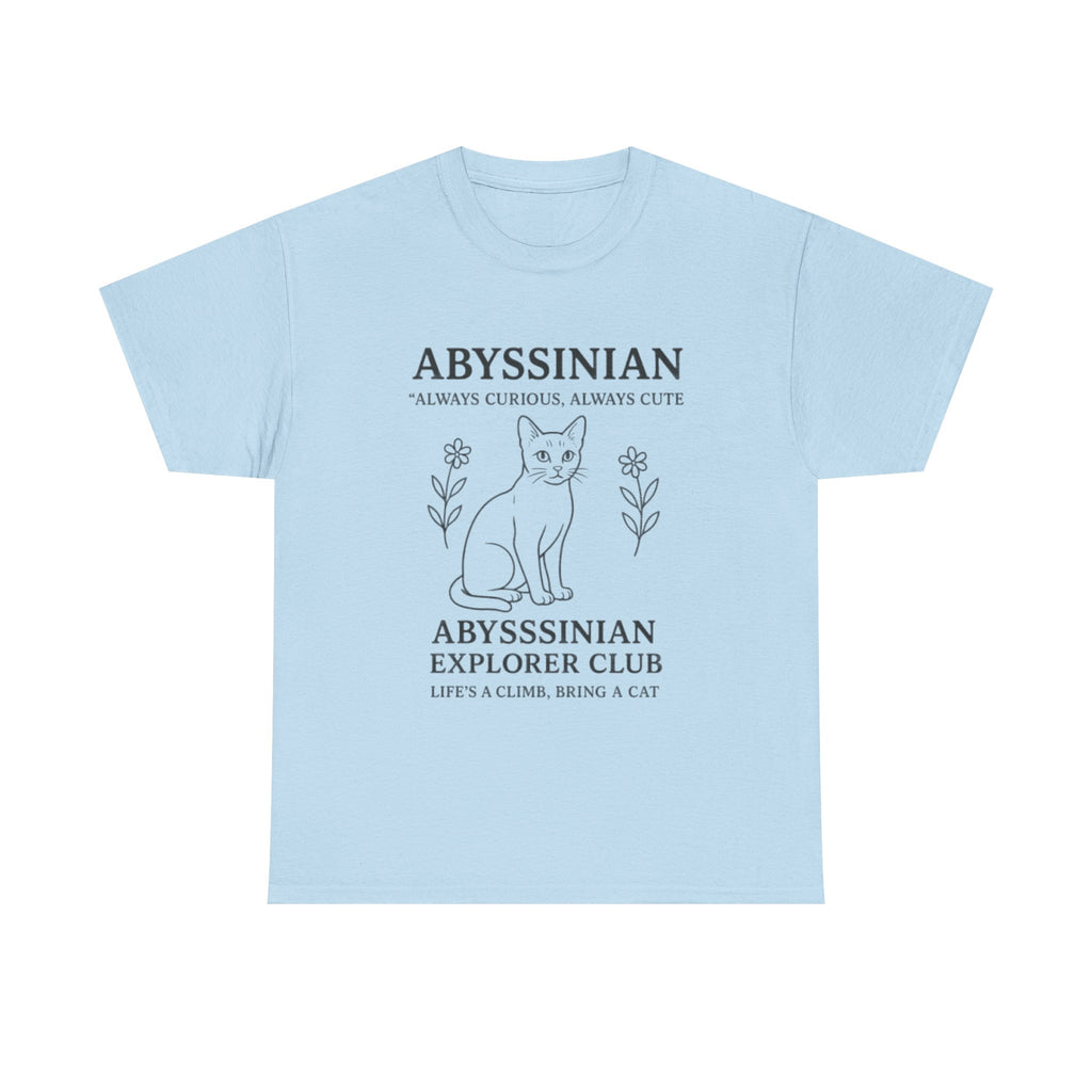 Abyssinian Explorer Club Tee, Cat Lover Shirt, Gift for Cat Parents, Unisex T-Shirt, Cute Cat Apparel, Pet Lover Outfit