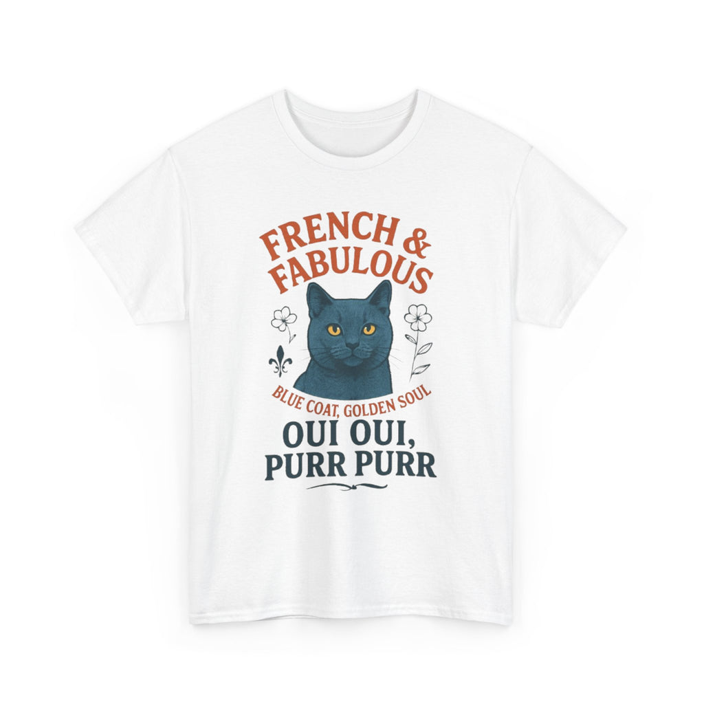French & Fabulous Cat T-Shirt, Cute Cat Tee, Fun Gift for Cat Lovers, Animal Lover Tee, Unique Cat Apparel