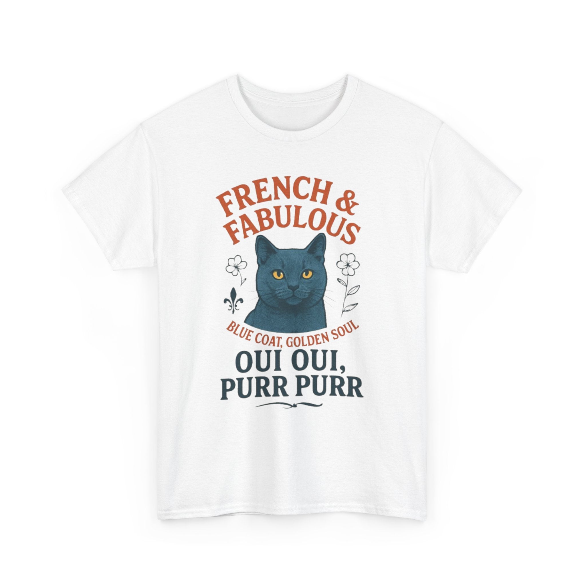French & Fabulous Cat T-Shirt, Cute Cat Tee, Fun Gift for Cat Lovers, Animal Lover Tee, Unique Cat Apparel