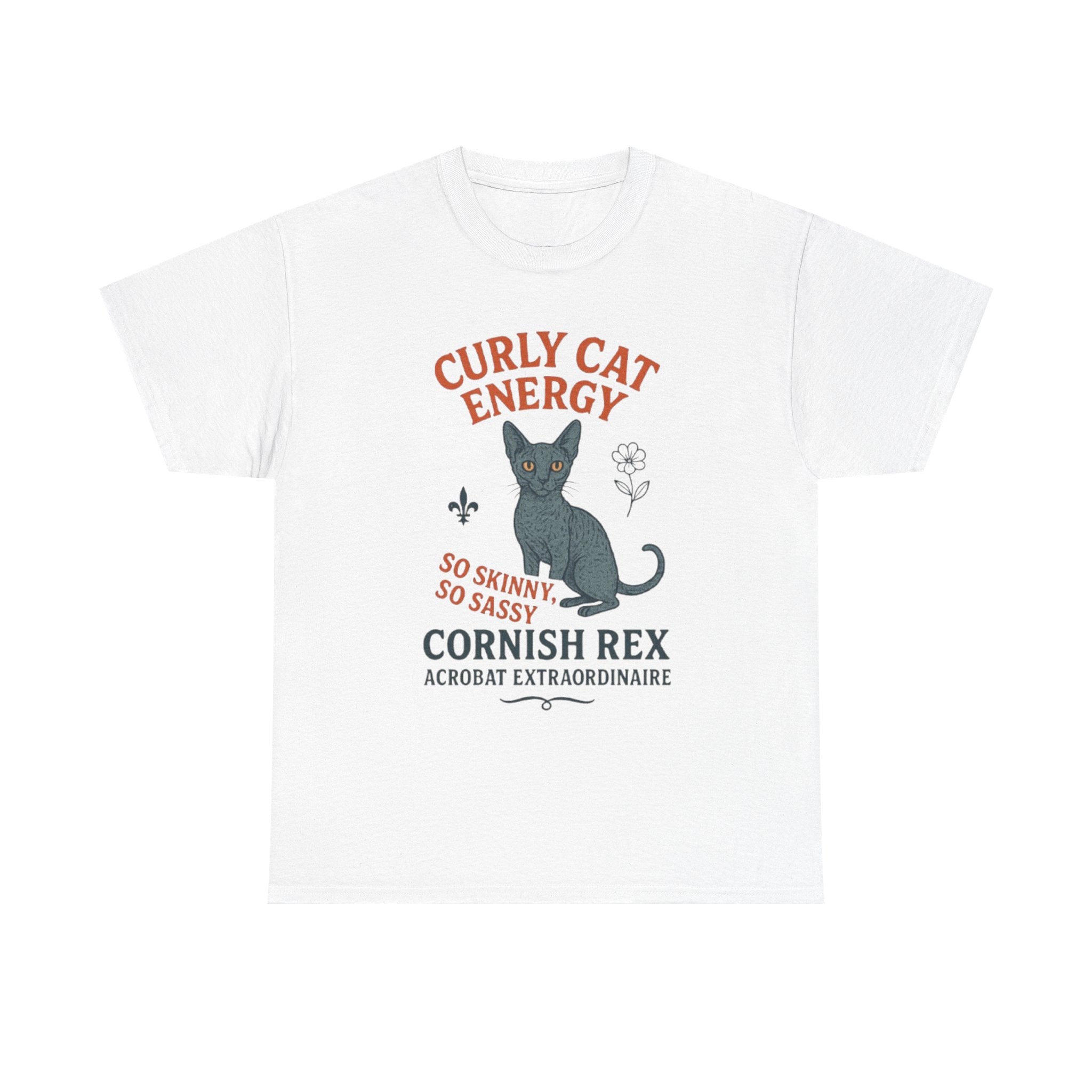 Curly Cat Energy Tee, Cute Cat Lover Shirt, Fun Gift for Pet Owners, Sassy Cat T-Shirt, Perfect for Birthdays or Holidays