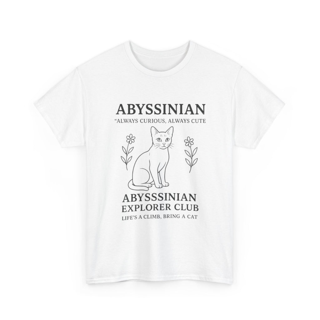 Abyssinian Explorer Club Tee, Cat Lover Shirt, Gift for Cat Parents, Unisex T-Shirt, Cute Cat Apparel, Pet Lover Outfit