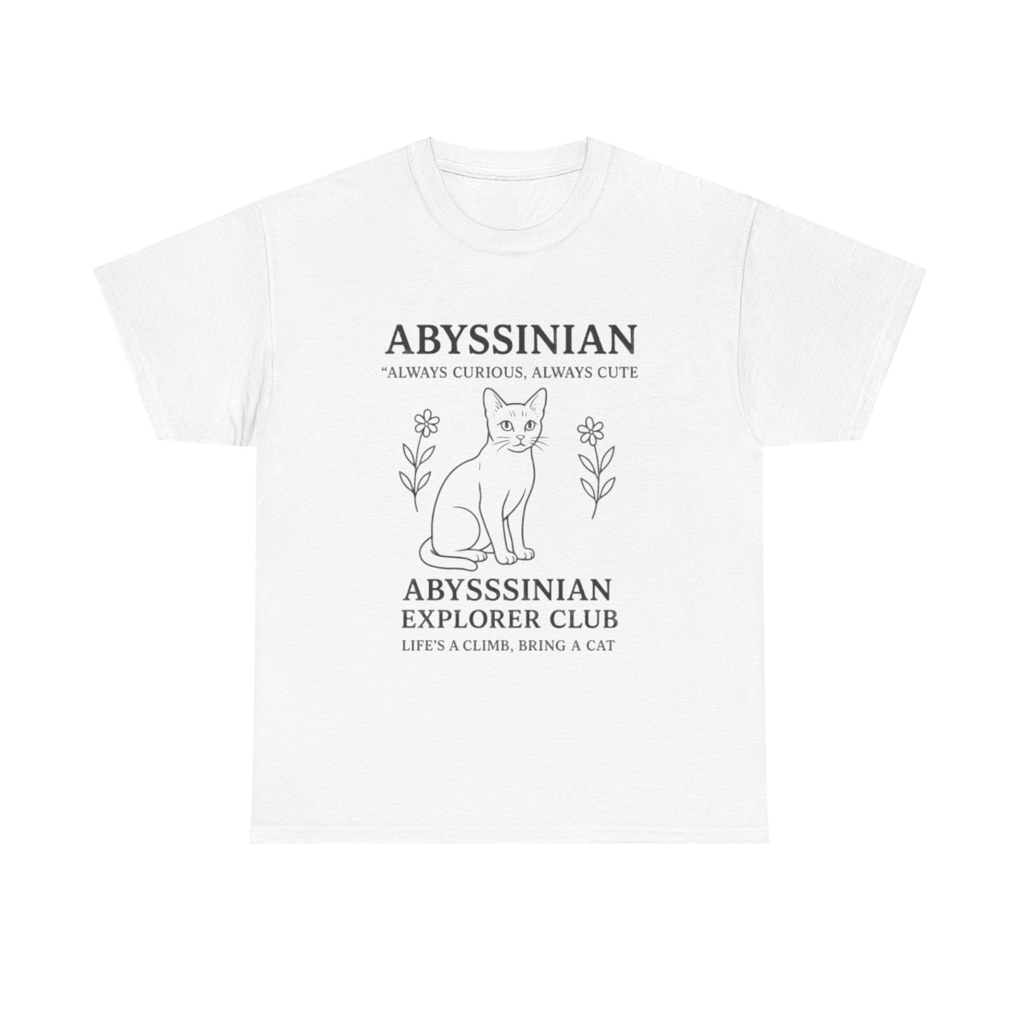 Abyssinian Explorer Club Tee, Cat Lover Shirt, Gift for Cat Parents, Unisex T-Shirt, Cute Cat Apparel, Pet Lover Outfit