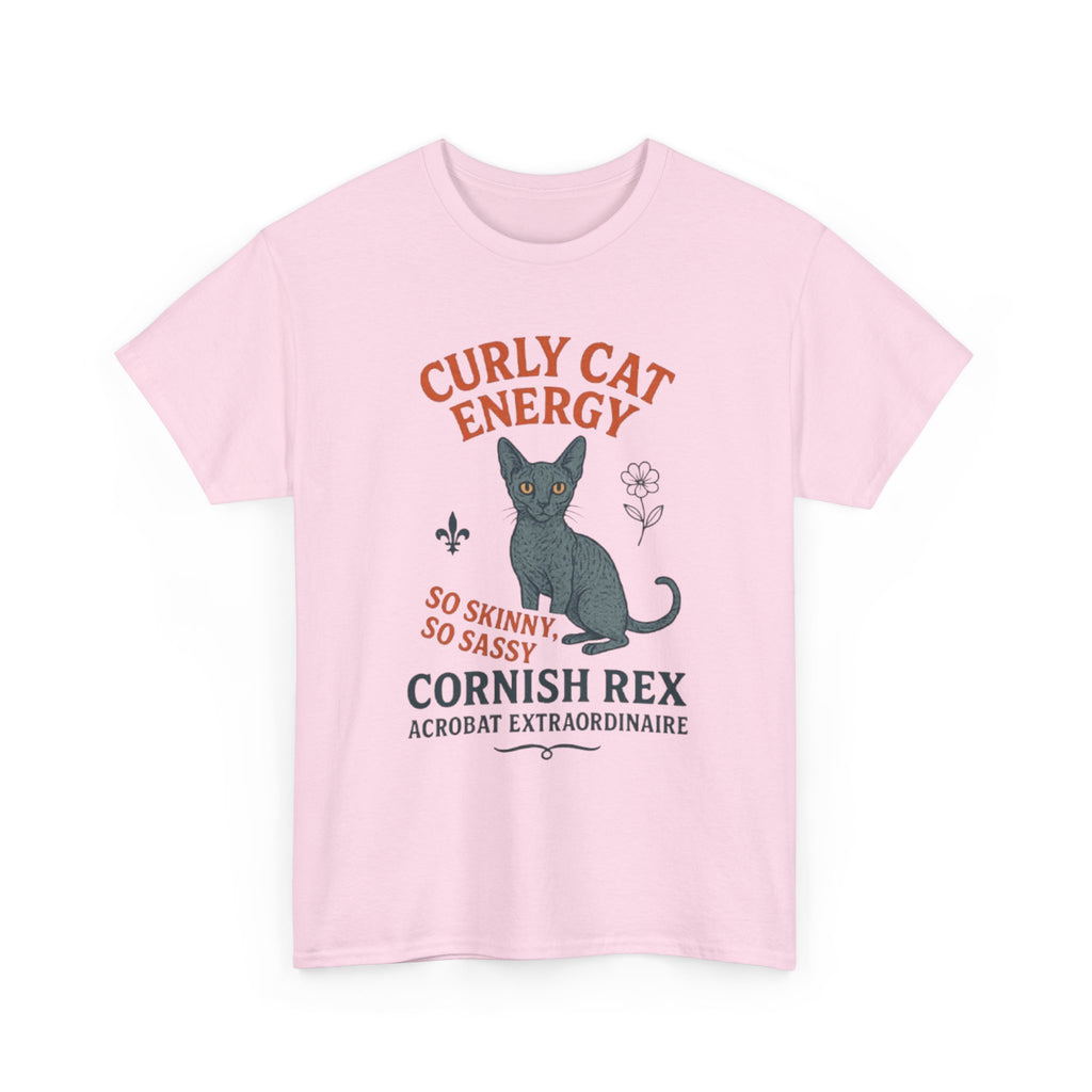 Curly Cat Energy Tee, Cute Cat Lover Shirt, Fun Gift for Pet Owners, Sassy Cat T-Shirt, Perfect for Birthdays or Holidays