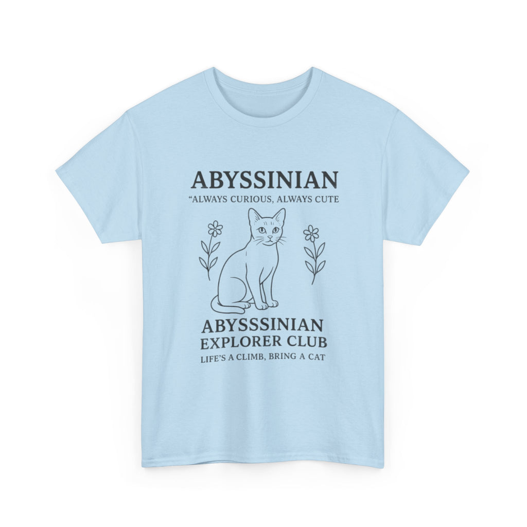 Abyssinian Explorer Club Tee, Cat Lover Shirt, Gift for Cat Parents, Unisex T-Shirt, Cute Cat Apparel, Pet Lover Outfit