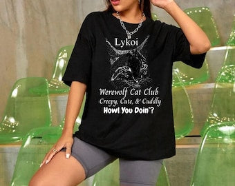 Creepy Cute Lykoi Cat T-Shirt, Unisex Tee, Perfect for Cat Lovers, Halloween Gift, Werewolf Cat Club Apparel