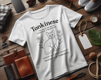 T-Shirts for Cat Lovers, Tonkinese Design Tee, Cute Animal Graphic Shirt, Gift for Cat Owners, Casual Pets Tee, Unisex Pet Lover's Top