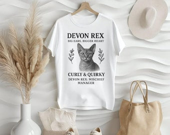 Devon Rex Cat T-Shirt, Quirky Pet Lover Gift, Cat Owner Apparel, Funny Cat Shirt, Cute Animal Gift