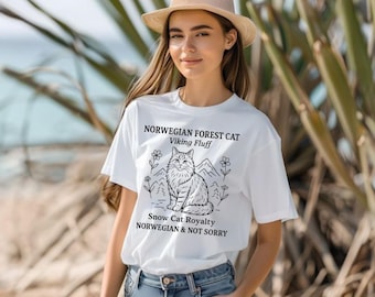 Norwegian Forest Cat Tee, Cozy Cat Lover Shirt, Unisex Vintage Animal Graphic T-Shirt, Gifts for Cat Lovers, Fun Cat Royalty Apparel